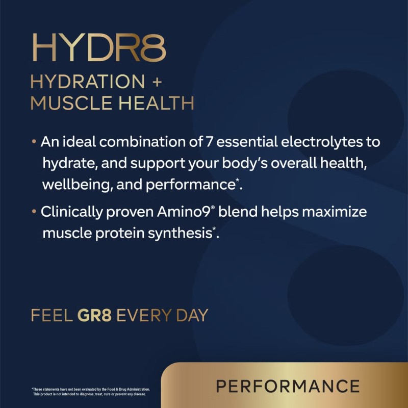Gr8 Lifestyle Hydr8 Hydration And Muscle Health With Strawberry Watermelon Flavor, Hidratare Avansata Si Suport Muscular, Cu Aroma De Capsuni Si Pepene, 350 G
