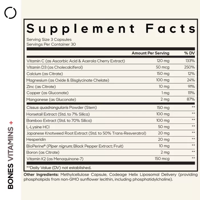 Codeage Bones Vitamins+, Formula Avansata Pentru Sanatatea Oaselor, 90 Cps