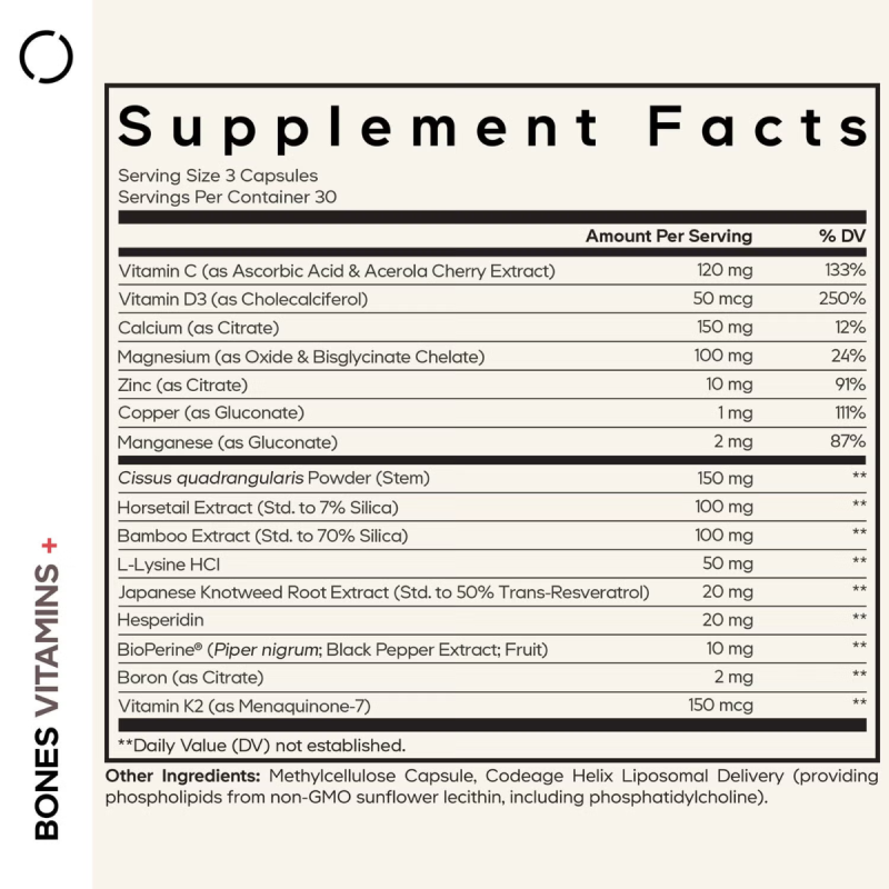 Codeage Bones Vitamins+, Formula Avansata Pentru Sanatatea Oaselor, 90 Cps