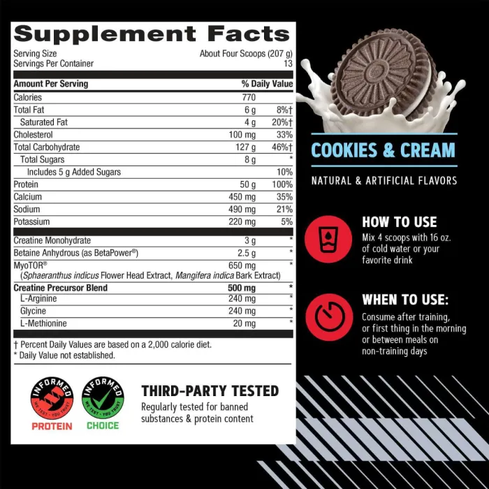 Gnc Amp Mass, Gainer Proteic, Cu Aroma De Biscuiti Si Frisca, 2691 G