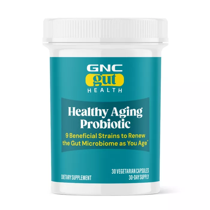 Gnc Gut Health Healthy Aging Probiotic For Adult Over 50, Probiotic Studiat Clinic, 55 Miliarde Ufc Culturi Vii, Pentru Digestie, Microbiom Si Longevitate, Destinat Adultilor Peste 50 De Ani, 30 Cps
