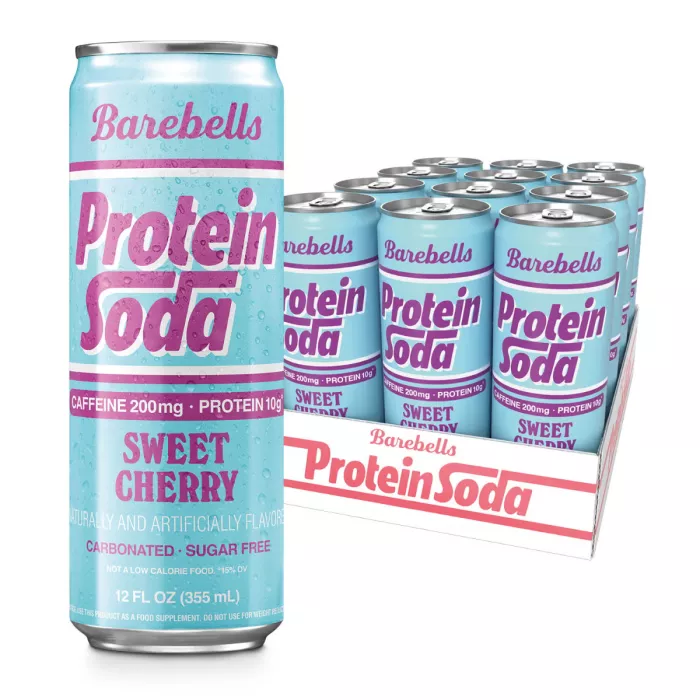 Barebells Protein Soda With Cherry Flavor, Bautura Proteica Carbogazoasa Cu Aroma De Cirese, 355 Ml