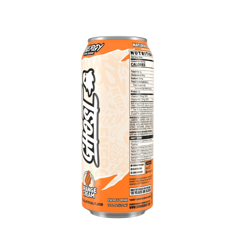 Ghost Energy Drink Orange Cream Flavor, Bautura Energizanta Cu Aroma De Portocale, 473 Ml