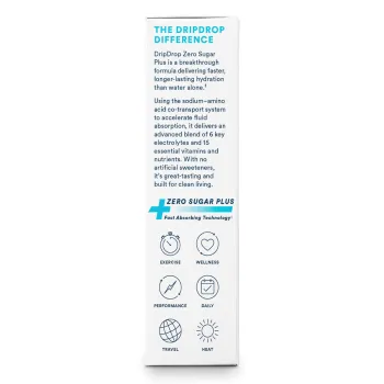 Dripdrop Zero Sugar Plus+ Electrolyte Drink Mix, Variety Pack Flavors, Hidratare Avansata Fara Zahar, Cu Electroliti Si 15 Vitamine, 10 X 5.6 G