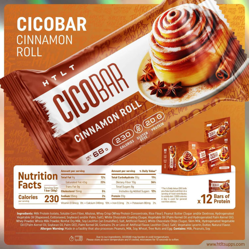 Htlt Cico Bar Cinnamon Roll, Baton Proteic Cu Aroma De Rulou Cu Scortisoara, 68 G