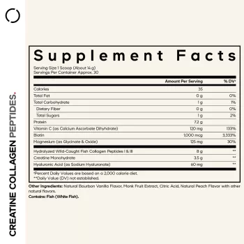 Codeage Creatine Collagen Peptides – Formula Avansata Cu Colagen Marin, Creatina Si Nutrienti Esentiali, Aroma De Vanilie, 426 G