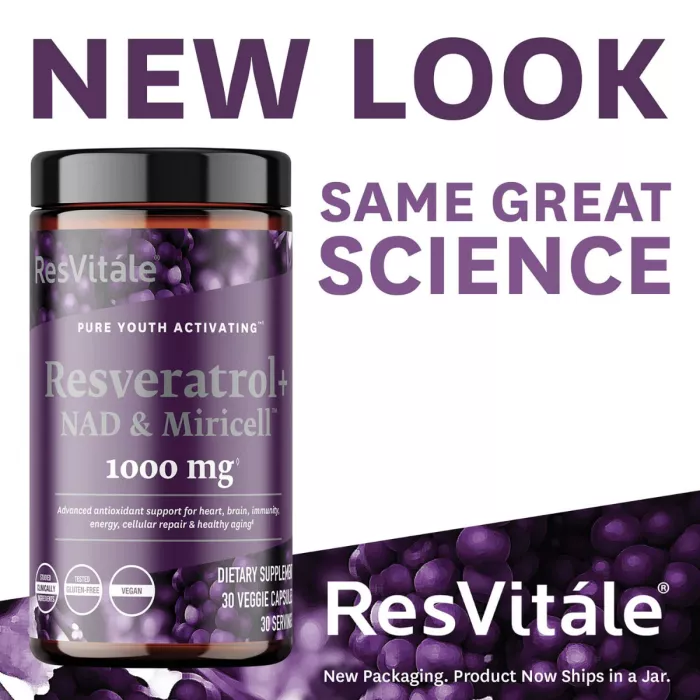 Resvitale Resveratrol + Nad & Miricell Cu Spermidina – Suport Anti-aging, Energie Si Longevitate, 30 Cps