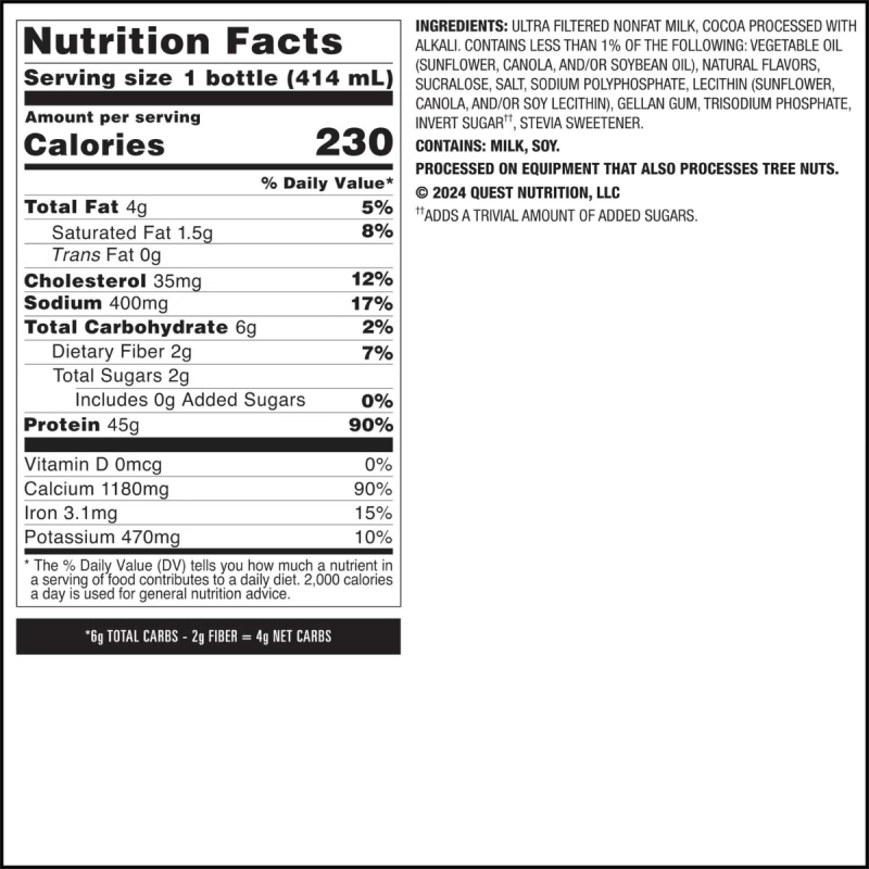 Quest Protein Milkshake Rtd, Milkshake Proteic Cu Aroma De Ciocolata, 414 Ml