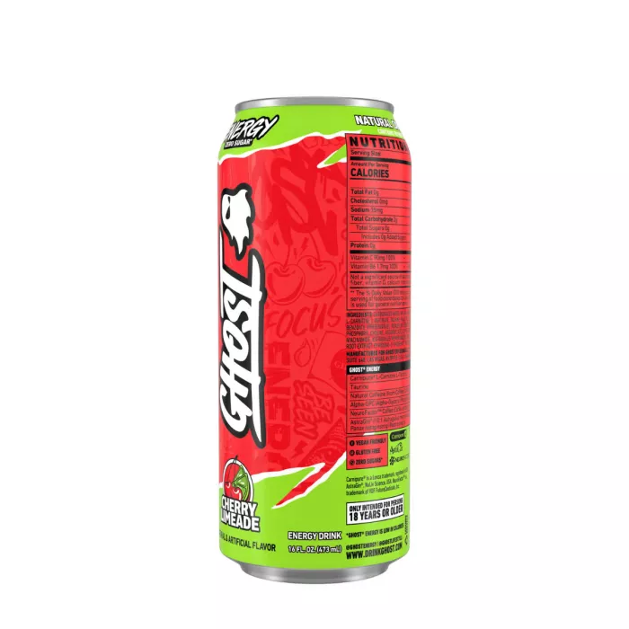 Ghost Energy Drink With Cherry Limeade Flavor, Bautura Energizanta Cu Aroma De Limonada De Cirese, 473 Ml