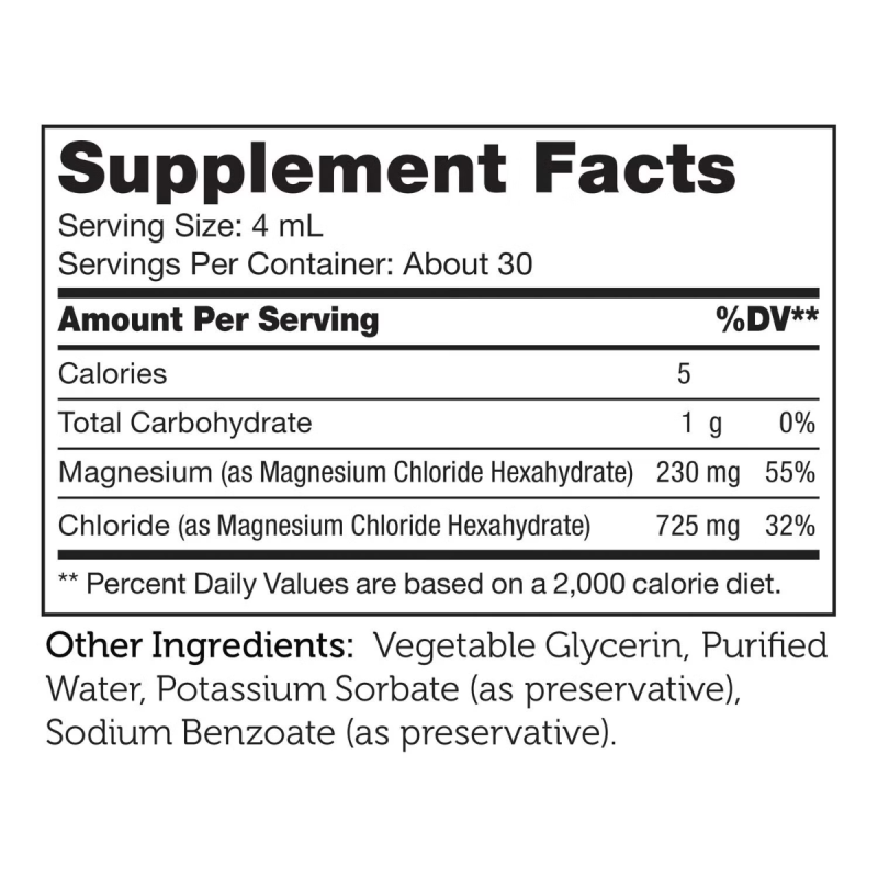 Zahler Magnesium Liquid Unflavored, Magneziu Chloride, 118 Ml