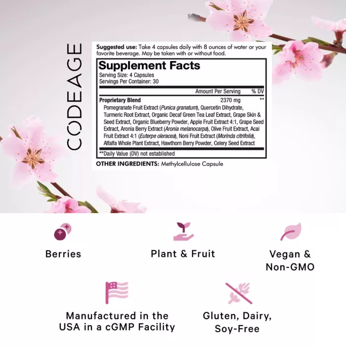Codeage Polyphenols Broad Spectrum, Formula Pentru Protectie Celulara Si Vitalitate Zilnica, 120 Cps Codeage Polyphenols Broad Spectrum, Formula Pentru Protectie Celulara Si Vitalitate Zilnica, 120 Cps