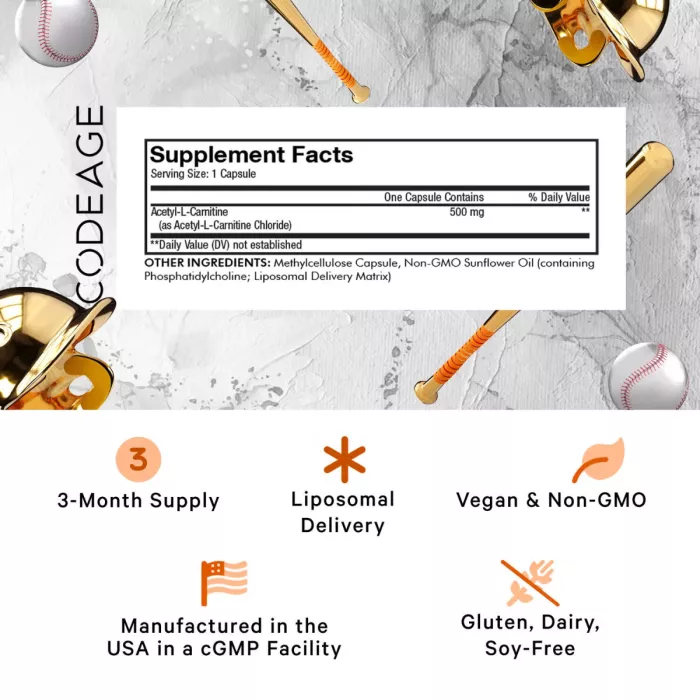 Codeage Liposomal Acetyl L-carnitine+, Formula Pentru Suport Cognitiv Si Vitalitate Zilnica, 90 Cps Codeage Liposomal Acetyl L-carnitine+, Formula Pentru Suport Cognitiv Si Vitalitate Zilnica, 90 Cps