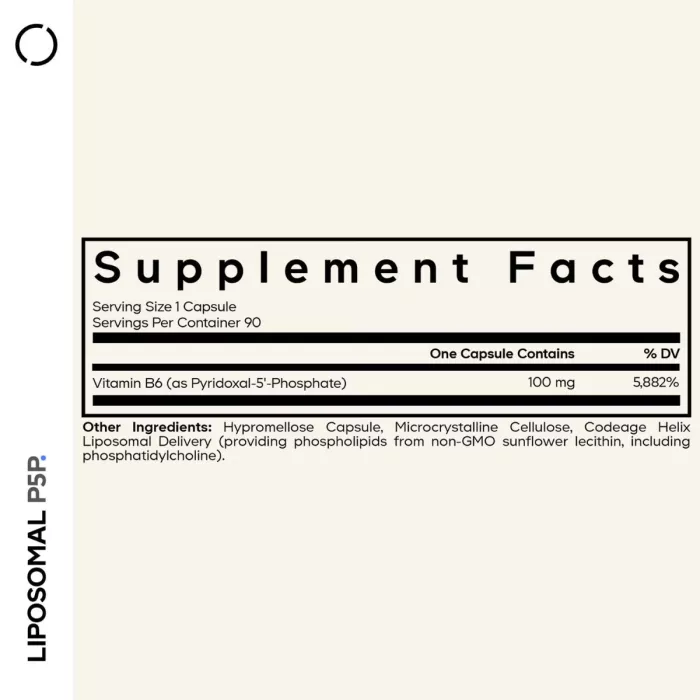 Codeage Liposomal P5p, Vitamina B6 Lipozomala Piridoxal-5-fosfat, 90 Cps