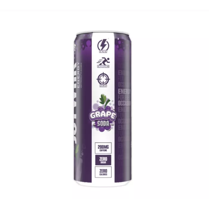 Jst Wrk Energy Drink, Bautura Energizanta Carbogazoasa Cu Aroma De Struguri, 355 Ml