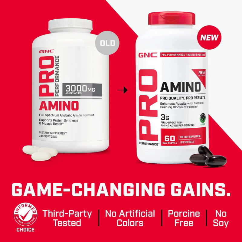 Gnc Pro Performance Amino 3000, Aminoacizi Pentru Recuperare Si Refacere Musculara, 180 Cps