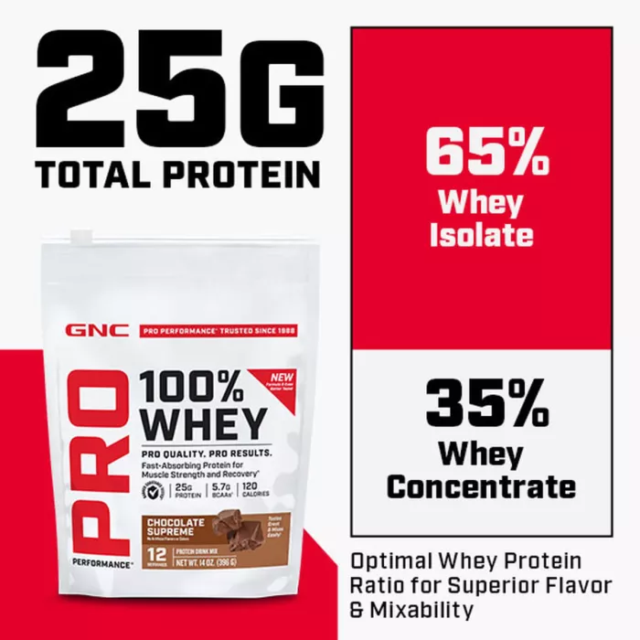 Gnc Pro Performance 100% Whey, Proteina Din Zer Fara Aroma, Testata Antidoping, 360g