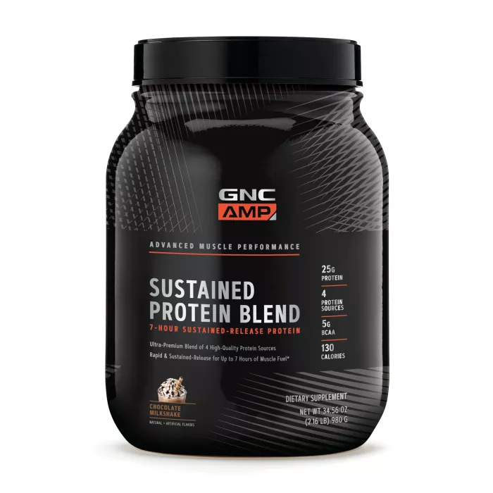 Gnc Amp Sustained Protein Blend, Amestec Proteic, Cu Aroma De Milkshake De Ciocolata, 980 G Gnc Amp Sustained Protein Blend, Amestec Proteic, Cu Aroma De Milkshake De Ciocolata, 980 G
