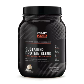 Gnc Amp Sustained Protein Blend, Amestec Proteic, Cu Aroma De Milkshake De Vanilie, 924 G