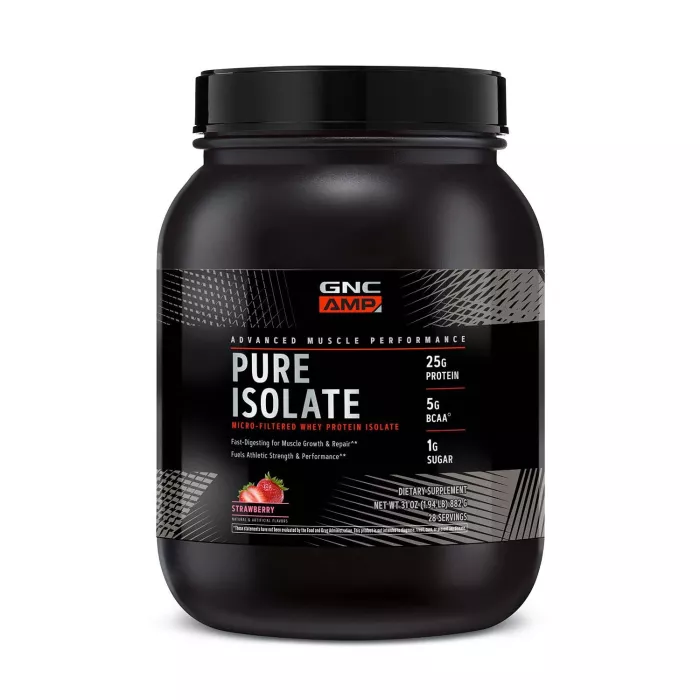 Gnc Amp Pure Isolate, Proteina Izolata Din Zer, Cu Aroma De Capsuni, 882 G Gnc Amp Pure Isolate, Proteina Izolata Din Zer, Cu Aroma De Capsuni, 882 G