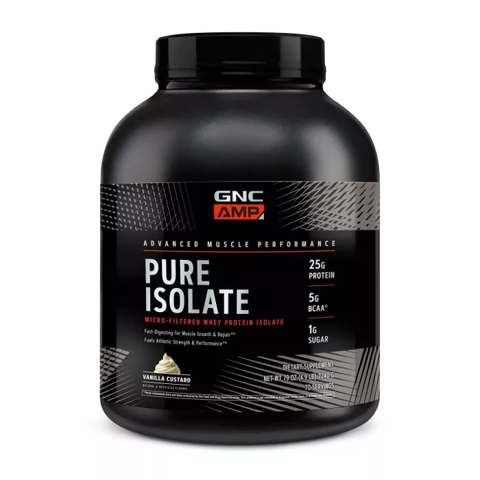 Gnc Amp Pure Isolate, Proteina Izolata Din Zer Cu Aroma De Vanilie, 2240 G Gnc Amp Pure Isolate, Proteina Izolata Din Zer Cu Aroma De Vanilie, 2240 G
