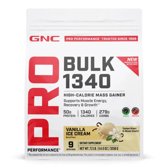 Gnc Pro Performance Bulk 1340, Formula Proteica Pentru Crestere In Greutate, Cu Aroma De Vanilie, Testata Antidoping, 3258 G