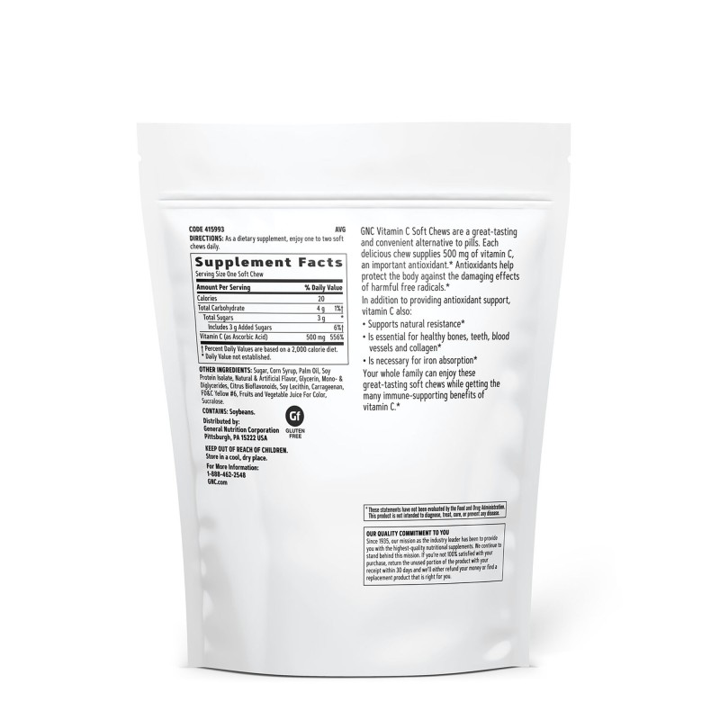 Vitamina C 500 Mg masticabila (60 Caramele), GNC Live Well