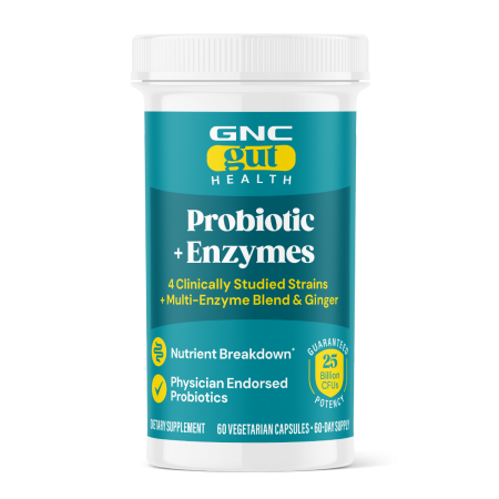 Gnc Gut Health Probiotic With Enzymes, Probiotic Lab4 Studiat Clinic, 25 Miliarde Ufc Culturi Vii, Cu Enzime Digestive Si Ghimbir, 60 Cps