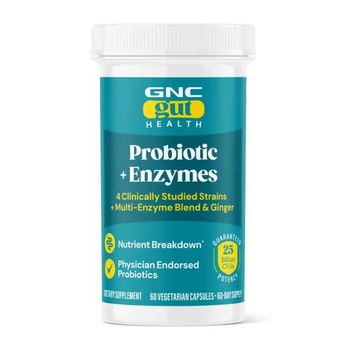 Gnc Gut Health Probiotic With Enzymes, Probiotic Lab4 Studiat Clinic, 25 Miliarde Ufc Culturi Vii, Cu Enzime Digestive Si Ghimbir, 60 Cps