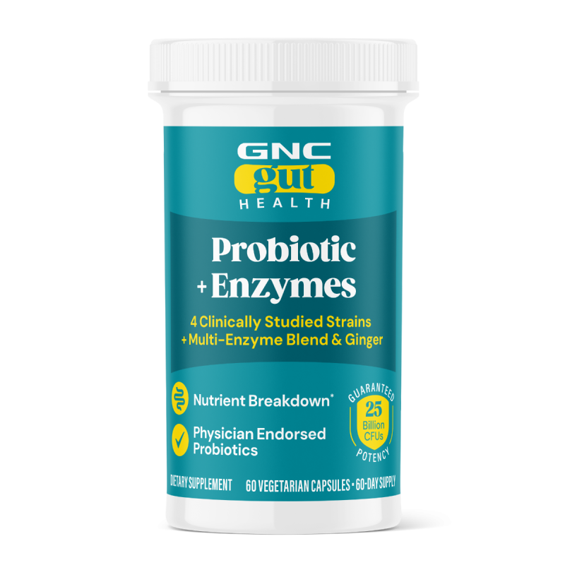 Gnc Gut Health Probiotic With Enzymes, Probiotic Lab4 Studiat Clinic, 25 Miliarde Ufc Culturi Vii, Cu Enzime Digestive Si Ghimbir, 60 Cps