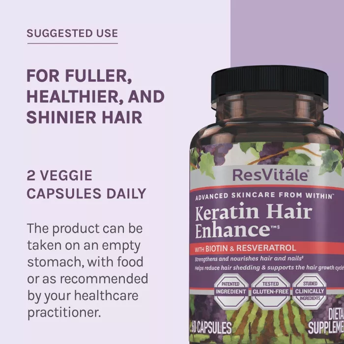Resvitale Keratin Hair Enhance, Keratina Cu Biotina Si Resveratrol, 60 Cps Resvitale Keratin Hair Enhance, Keratina Cu Biotina Si Resveratrol, 60 Cps