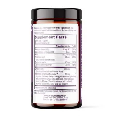 Resvitale Keratin Hair Enhance, Keratina Cu Biotina Si Resveratrol, 60 Cps