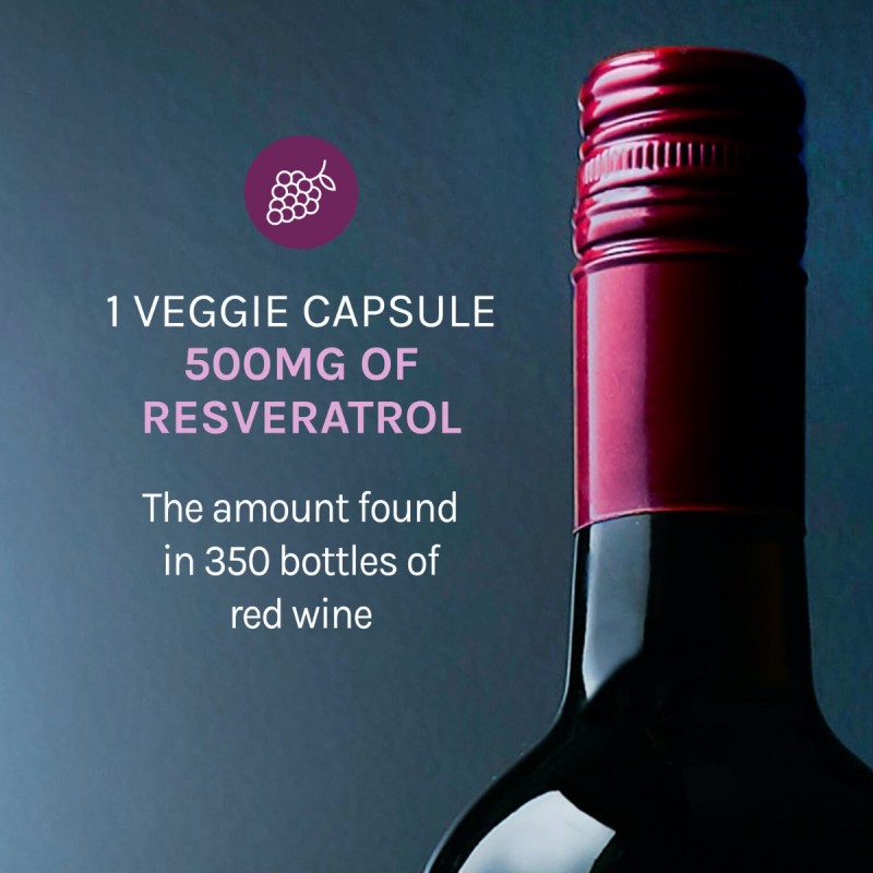 Resvitale Resveratrol 500 Mg Cu Quercetina, Formula Avansata Triactiv Pentru Activarea Genei Longevitatii Cu Trans-resveratrol, 60 Cps