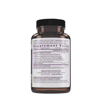 Resvitale Resveratrol 500 Mg Cu Quercetina, Formula Avansata Triactiv Pentru Activarea Genei Longevitatii Cu Trans-resveratrol, 60 Cps