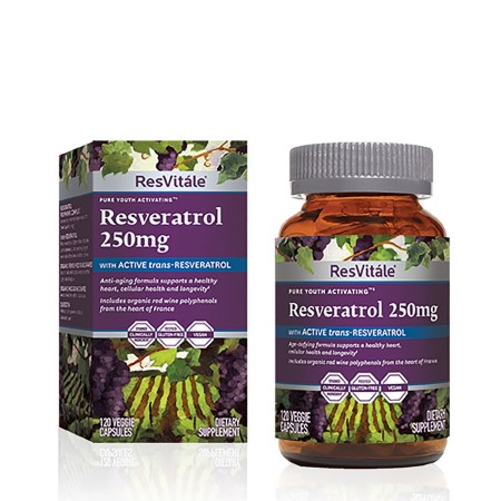 Resvitale Resveratrol 250 Mg Cu Quercetina, Formula Avansata Triactiv Pentru Activarea Genei Longevitatii Cu Trans-resveratrol, 120 Cps