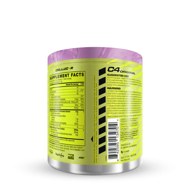 Cellucor C4 Original Pre-workout Grape Popsicle, Formula Pre-antrenament Cu Aroma De Struguri, 246 G
