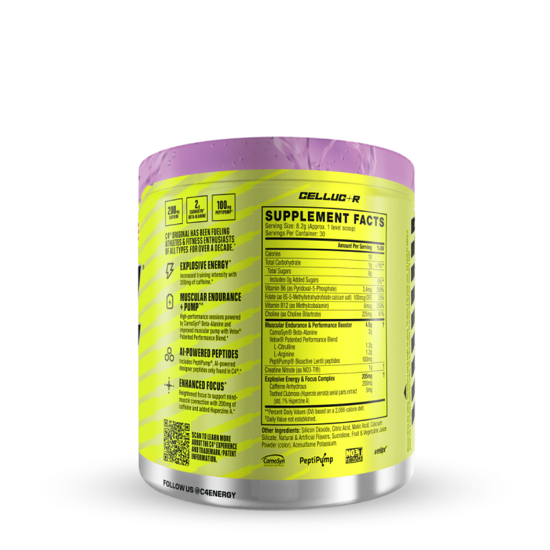 Cellucor C4 Original Pre-workout Grape Popsicle, Formula Pre-antrenament Cu Aroma De Struguri, 246 G