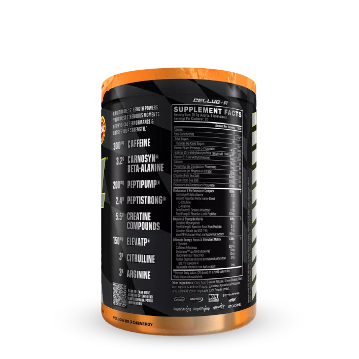 Cellucor C4 Ultimate Strength Pre-workout Orange Popsicle, Formula Pre-antrenament Pentru Forta Si Performanta Cu Aroma De Portocale, 574 G Cellucor C4 Ultimate Strength Pre-workout Orange Popsicle, Formula Pre-antrenament Pentru Forta Si Performanta Cu Aroma De Portocale, 574 G