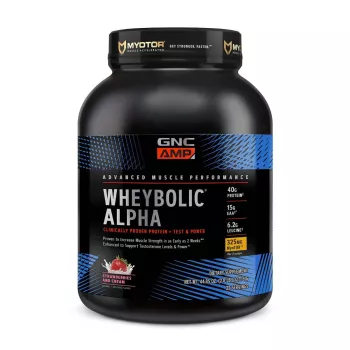 Gnc Amp Wheybolic Alpha Myotor, Proteina Din Zer Cu Aroma De Capsuni Si Frisca, 1271.6 G