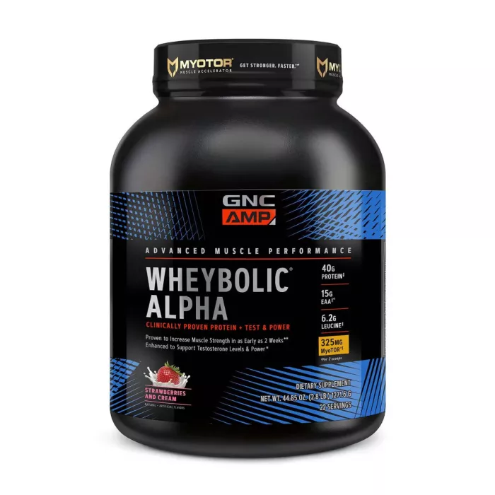Gnc Amp Wheybolic Alpha Myotor, Proteina Din Zer Cu Aroma De Capsuni Si Frisca, 1271.6 G Gnc Amp Wheybolic Alpha Myotor, Proteina Din Zer Cu Aroma De Capsuni Si Frisca, 1271.6 G