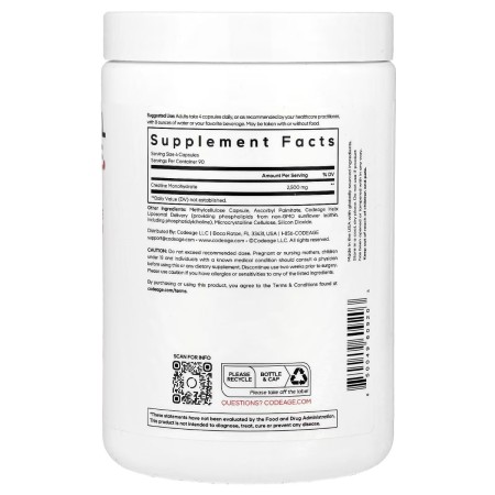 Codeage Liposomal Creatine Monohydrate, Creatina Monohidrata Lipozomala, 360 Cps