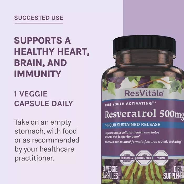 Resvitale Resveratrol 500 Mg Cu Quercetina, Formula Avansata Triactiv Pentru Activarea Genei Longevitatii Cu Trans-resveratrol, 30 Cps Resvitale Resveratrol 500 Mg Cu Quercetina, Formula Avansata Triactiv Pentru Activarea Genei Longevitatii Cu Trans-resveratrol, 30 Cps