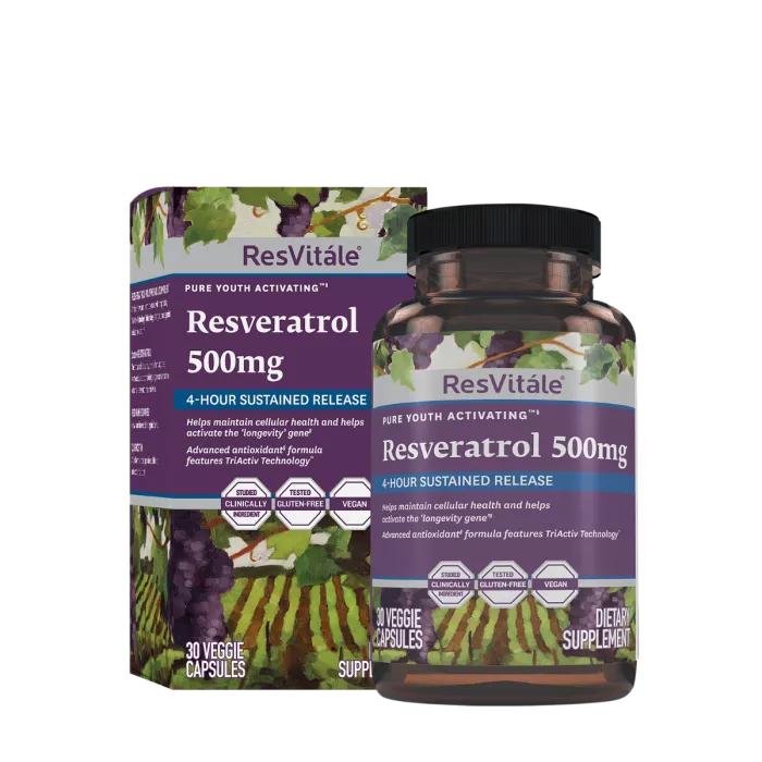 Resvitale Resveratrol 500 Mg Cu Quercetina, Formula Avansata Triactiv Pentru Activarea Genei Longevitatii Cu Trans-resveratrol, 30 Cps Resvitale Resveratrol 500 Mg Cu Quercetina, Formula Avansata Triactiv Pentru Activarea Genei Longevitatii Cu Trans-resveratrol, 30 Cps