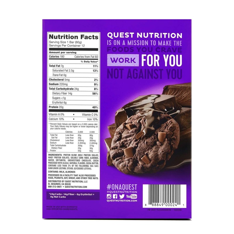 Quest Protein Bar, Baton Proteic, Cu Aroma De Ciocolata, 60g