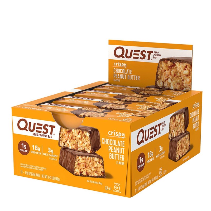Quest Hero Crispy Baton Proteic Cu Aroma De Ciocolata Si Unt De Arahide, 54 G