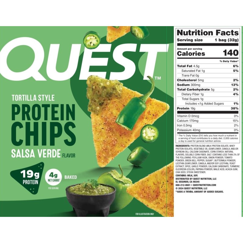 Quest Tortilla Style Protein Chips, Chipsuri Proteice Cu Aroma De Salsa, 32 G
