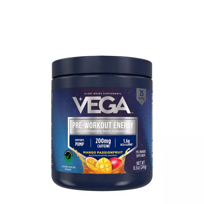 Vega Pre-workout Energy Passion Fruit Flavor, Pre Workout Cu Aroma De Fructul Pasiunii, 240 G Vega Pre-workout Energy Passion Fruit Flavor, Pre Workout Cu Aroma De Fructul Pasiunii, 240 G