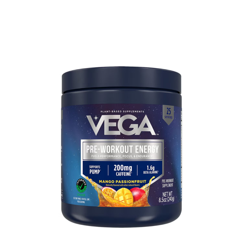 Vega Pre-workout Energy Passion Fruit Flavor, Pre Workout Cu Aroma De Fructul Pasiunii, 240 G