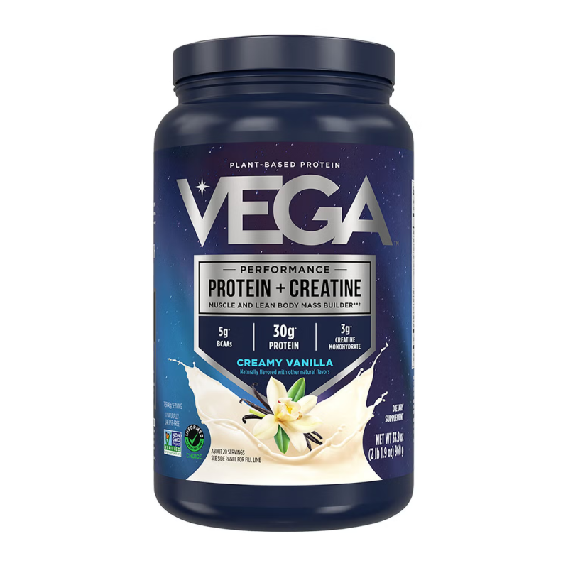 Vega Protein + Creatine Creamy Vanilla Flavor, Proteina Vegetala + Creatina Cu Aroma De Vanilie, 960 G