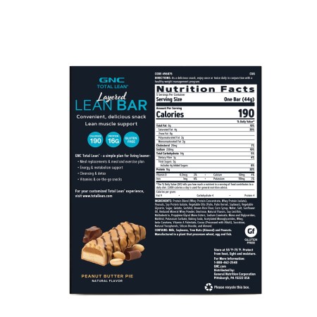 Gnc Total Lean Layered Lean Bar, Baton Proteic Cu Aroma De Placinta De Unt De Arahide, 44g