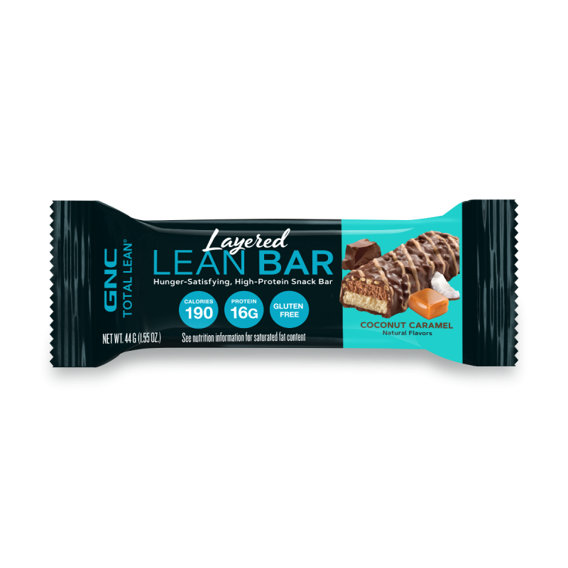 Gnc Total Lean Layered Lean Bar, Baton Proteic Cu Aroma De Caramel Si Cocos, 44 G